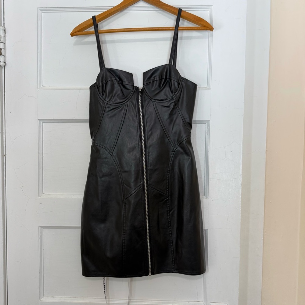 NWT Mistress Rocks Faux Leather Samba Cupped Bustier Dress Black Small Sexy - Picture 11 of 16